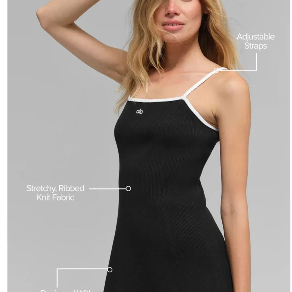 ALO Yoga Black Mini Dress with White Trim